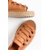 Lola Tan Leather Espadrille Platform Slide